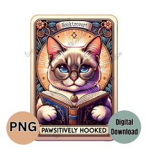 Katzen-Tarot-Karte inspiriert, Leserdesign, Buch PNG Clipart, lustige Tarotkarte, Sublimationsdruck für Lesezeichen, Becher verpackt Sublimationstaschen