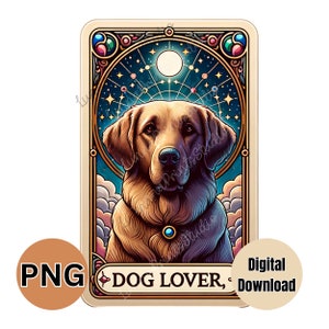 Hundeliebhaber Tarot Karte inspiriert PNG Design Katze Mamma Clipart, Lustige Tarot Karte, Sublimationsdruck, Transferbild, digitaler Download, Hunde Mamma