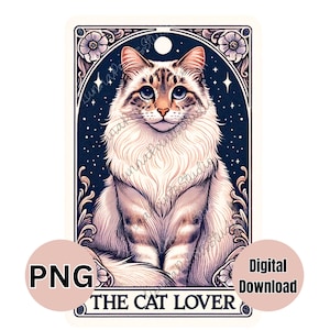 Die Katzenliebhaber Tarot Karte inspiriert PNG Design Katze Mamma Clipart, lustige Tarot Karte, Sublimationsdruck, Transferbild, digitaler Download