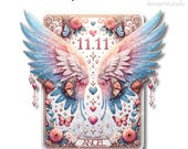 ANGEL Numbers Tarot Card PNG, Sublimation print, transfer image, Tarot t-shirt design, manifestation clipart, Angel 11.11 Oracle Card png