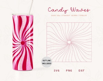 Waves Candy Burst Tumbler Template SVG for Hogg 20oz Straight Skinny Tumbler, Burst Template for Tumblers, Skinny Tumbler Sublimation Png