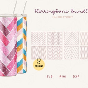 Herringbone Burst Tumbler Template BUNDLE SVG for Skinny Hogg 20oz |  Burst Template for Tumblers | Chevron Skinny Tumbler Sublimation Png