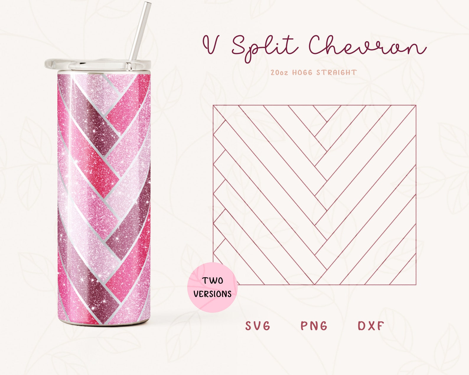 V Split Herringbone Tumbler Template SVG DXF for Hogg 20oz Etsy España