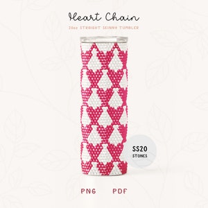 Heart Chain SS20 RHINESTONE Honeycomb Pattern for 20oz Straight Skinny Tumbler, Valentine&#39;s  Rhinestone Tumbler Sublimation PNG and Guide
