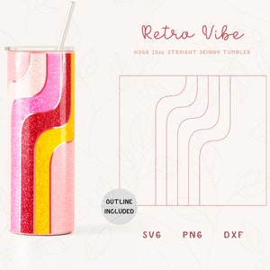 Stripes Burst Tumbler Template SVG for Hogg 20oz Straight Skinny Tumbler, Rainbow Burst Template for Tumbler, Skinny Tumbler Sublimation Png
