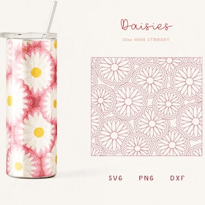 Daisy Burst Becher Vorlage SVG für Hogg 20oz Straight Skinny Becher, Burst Vorlage für Becher, Skinny Tumbler Sublimation Png