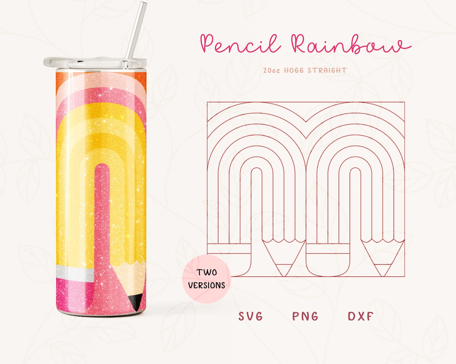 Pencil Rainbow Tumbler Template SVG for Hogg 20 Oz Straight Etsy Denmark
