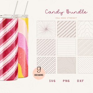 Stripe Tumbler Template BUNDLE SVG pour Skinny Straight Hogg 20oz | Modèle de rafale pour gobelets | Skinny Tumbler Svg Dxf coupe fichier pour Cricut