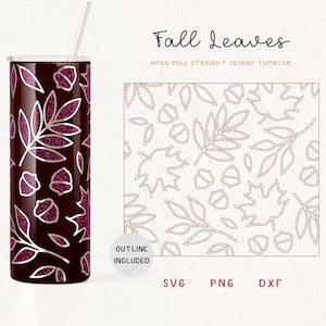 Fall Leaves Tumbler Template for Hogg 20oz SVG, DXF, Straight Skinny Tumbler Wrap, Burst Tumbler Template | Commercial Use