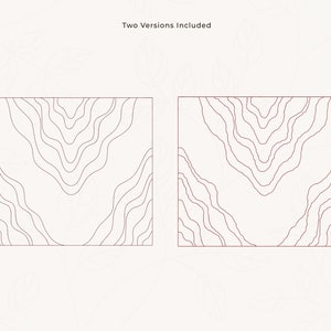 May include: Two square designs with a light background and a dark brown, wavy line pattern. The text "Two Versions Included" is at the top. The designs are similar, with slight variations in the line arrangement.