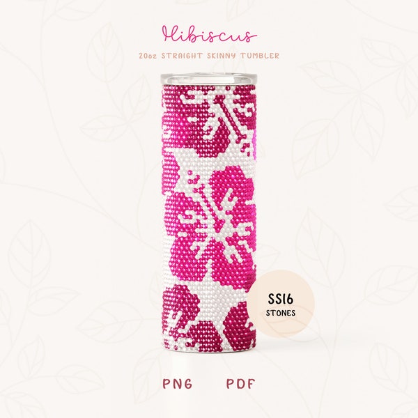 Hibiscus SS16 RHINESTONE Honeycomb Pattern for 20oz Straight Skinny Tumbler, Rhinestone Tumbler Sublimation PNG