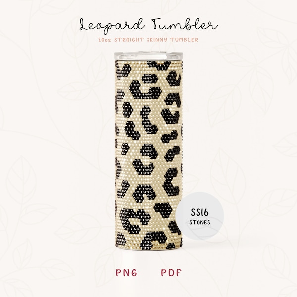 Leopard SS16 RHINESTONE Honeycomb Pattern for 20oz Straight Skinny Tumblers, Animal Print Bling Tumbler Sublimation PNG and Guide