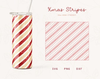 Christmas Stripes Tumbler Template SVG, DXF for Hogg 20oz Straight Skinny, Tangram Burst Tumbler Template, Skinny Tumbler Sublimation Png