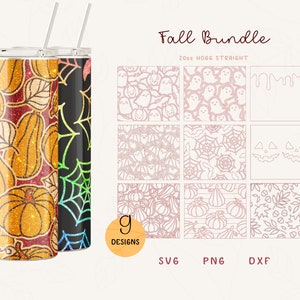 Szablon Halloween Tumbler BUNDLE SVG dla Skinny Straight Hogg 20oz | Szablon Burst dla Tumbler | Skinny Tumbler Svg Dxf Plik do cięcia Cricut