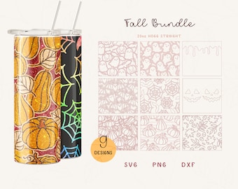 Halloween Tumbler Template BUNDLE SVG for Skinny Straight Hogg 20oz | Burst Template for Tumbler | Skinny Tumbler Svg Dxf Cut File Cricut
