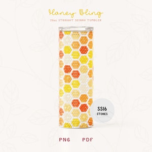 Honeycomb SS16 RHINESTONE Pattern for 20oz Straight Skinny Tumblers, Bling Tumbler Sublimation PNG and Guide