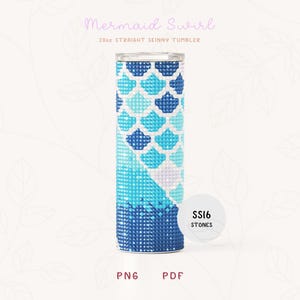 Mermaid Scale SS16 RHINESTONE Linear Pattern for 20oz Straight Skinny Tumbler, Swirl Rhinestone Tumbler Sublimation PNG and Guide
