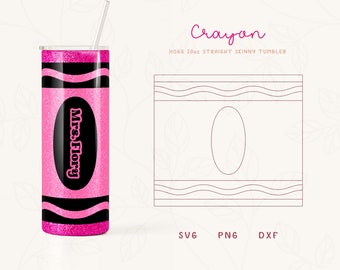 Personalizable Crayon Tumbler Template for Hogg 20oz Straight Skinny Tumbler | Burst SVG for Tumbler | Pencil Tumbler SVG