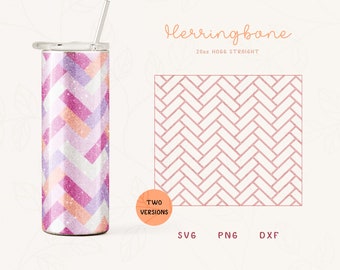 Herringbone Tumbler Template 20 oz SVG, DXF for Hogg Straight Skinny Tumbler, Tangram Burst Tumbler Template, Skinny Tumbler Sublimation PNG