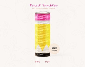 Pencil SS20 RHINESTONE Honeycomb Pattern for 20oz Straight Skinny Tumbler, Rhinestone Tumbler Sublimation PNG