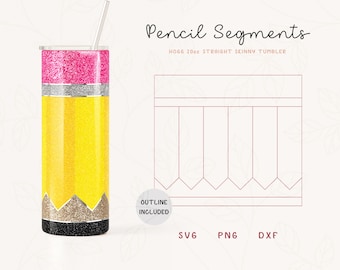 Pencil Tumbler Template SVG for Hogg 20 oz Straight Skinny Tumbler | Teacher Burst SVG for Tumblers | Skinny Tumbler Sublimation Png