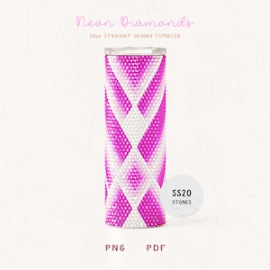 Neon Diamonds SS20 RHINESTONE Honeycomb Pattern for 20oz Straight Skinny Tumbler, Geometric  Rhinestone Tumbler Sublimation PNG and Guide