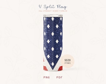 V Split Flag SS20 RHINESTONE Honeycomb Pattern for 20oz Straight Skinny Tumbler | Rhinestone Tumbler Sublimation PNG
