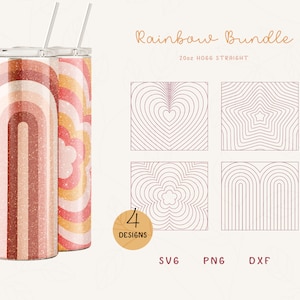 Burst Tumbler Template BUNDLE SVG for Skinny Hogg 20oz | Rainbow Burst Template for Tumblers | Retro Skinny Tumbler Sublimation Png