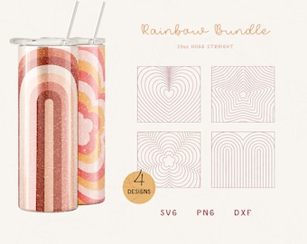 Burst Tumbler Template BUNDLE SVG for Skinny Hogg 20oz | Rainbow Burst Template for Tumblers | Retro Skinny Tumbler Sublimation Png