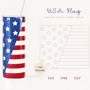 Plantilla de vaso SVG del 4 de julio para vaso delgado recto Hogg de 20 oz, plantilla de bandera de EE. UU. Burst para vasos, sublimación de vaso delgado Png