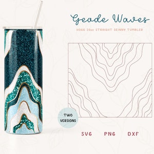 Geode Waves Burst Tumbler Template SVG for Hogg 20oz Straight Skinny Tumbler, Burst Template for Tumblers, Skinny Tumbler Sublimation Png