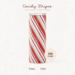 Christmas SS16 RHINESTONE Honeycomb Pattern for 20oz Straight Skinny Tumbler, Candy Cane Stripes Rhinestone Tumbler Sublimation PNG