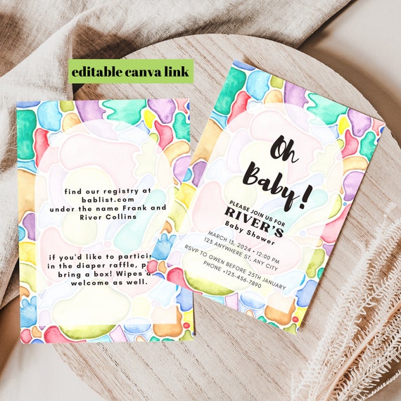 Rainbow Baby Shower Invitation Cute Baby Shower Invitations Etsy