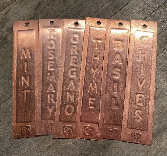 Solid Copper Garden Plant Tags Markers Labels With Copper Stakes Set of