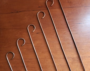 Solid Copper Hanging Rods Hooks (Set of 2) for Bird Feeders, Bells, Wind Chimes etc. (4" - 14")