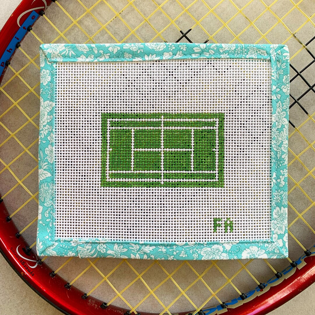 Mini Tennis Court Handpainted Needlepoint Canvas Etsy