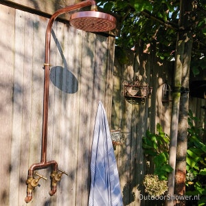 Copper outdoor shower handmade to order, custom made, industrial design image 10