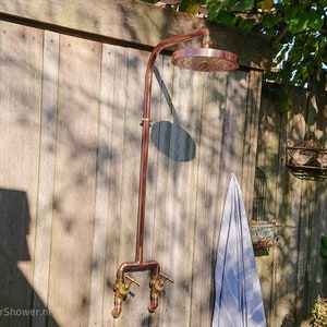 Copper outdoor shower handmade to order, custom made, industrial design image 1