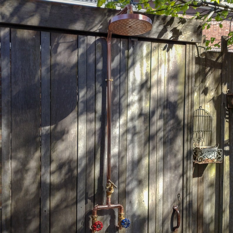Copper outdoor shower handmade to order, custom made, industrial design image 6
