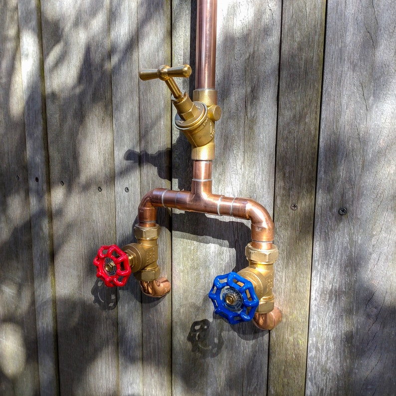 Copper outdoor shower handmade to order, custom made, industrial design image 5