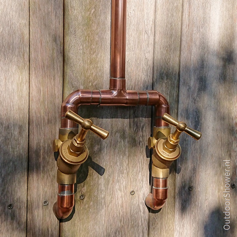 Copper outdoor shower handmade to order, custom made, industrial design image 3