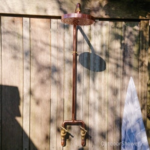 Copper outdoor shower handmade to order, custom made, industrial design image 4
