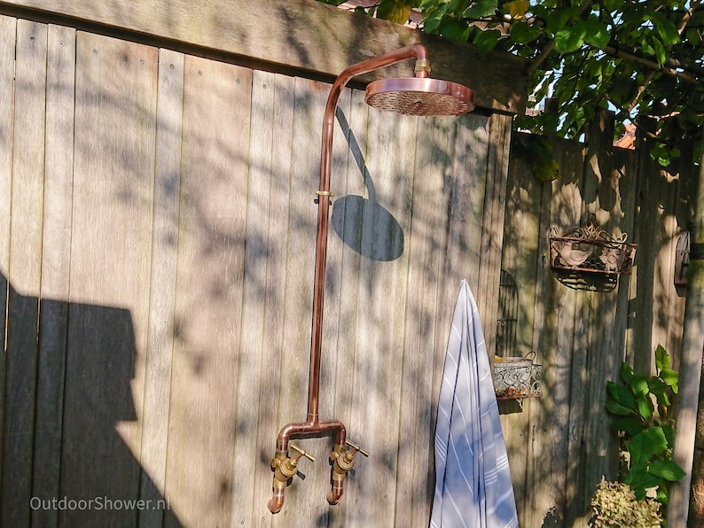 Copper outdoor shower handmade to order, custom made, industrial design image 1