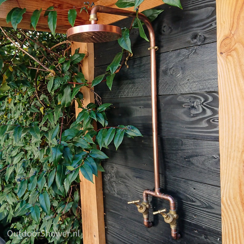 Copper outdoor shower handmade to order, custom made, industrial design image 2