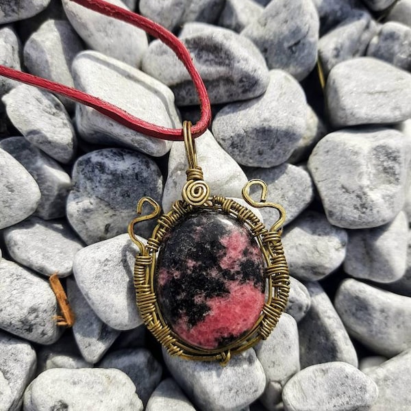 Pendentif Rhodonite/ Collier Rhodonite/ Rhodonite/ Pendentif unique