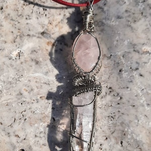 Pendentif améthyste et quartz rose/Pendentif améthyste/Pendentif quartz rose/améthyste/quartz rose/Collier améthyste/Collier quartz rose image 1