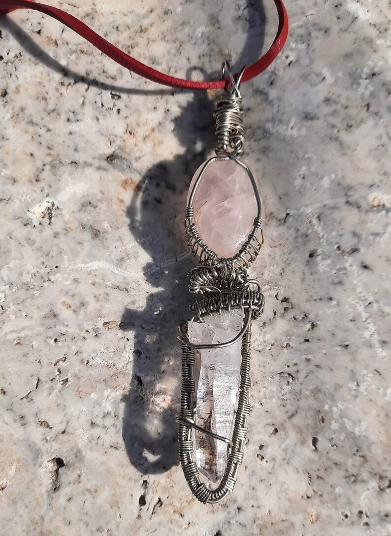 Pendentif améthyste et quartz rose/Pendentif améthyste/Pendentif quartz rose/améthyste/quartz rose/Collier améthyste/Collier quartz rose image 1