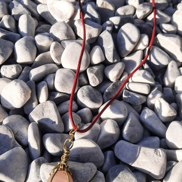 Pendentif quartz rose/Quartz rose/Collier quartz rose