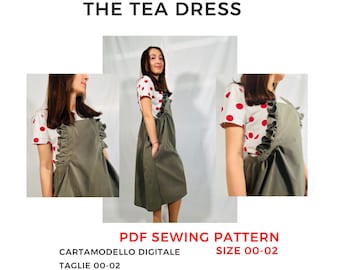 Sewing Digital Patter - Apron Oversized Dress // Cartamodello PDF abito oversize con arricciature #THETEADRESS