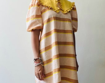 Sewing digital pattern - Mini dress or blouse with big collar and sleeve tucks // PDF sewing pattern Mini dress or blouse with oversized collar